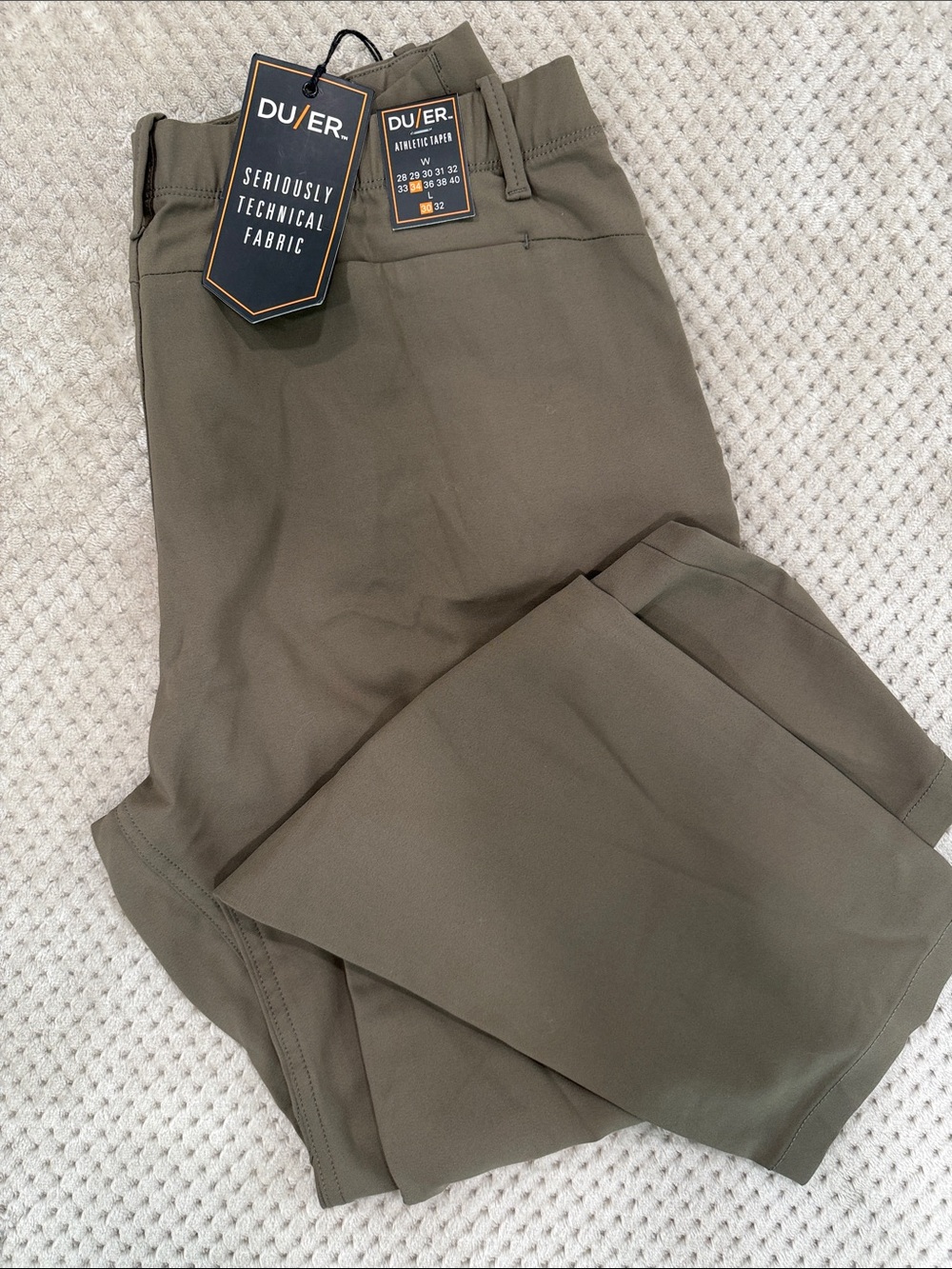 DU/ER Men's Olive Chinos - Technical Stretch Khakis